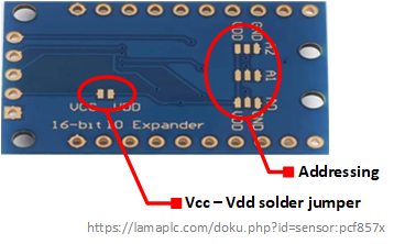 PCF857x I/O Expander chip/modul reverse side