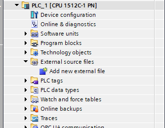 Import source code to the TIA portal